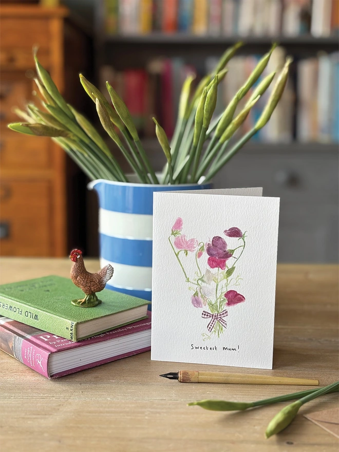 Sweet Peas Flowers Mother's Day Card 