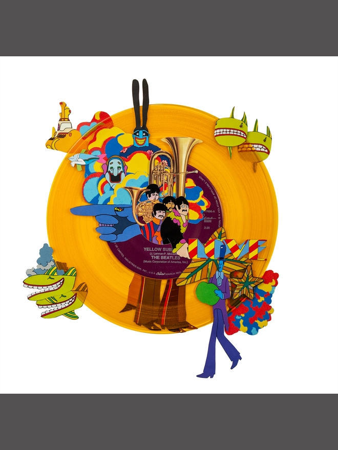 Yellow Submarine by The Beatles ‘7” Single’ print of an original collaged artwork.
