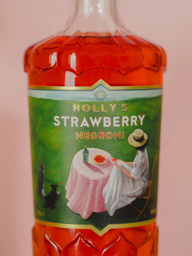 Label Artwork close up of Negroni Bottle 
