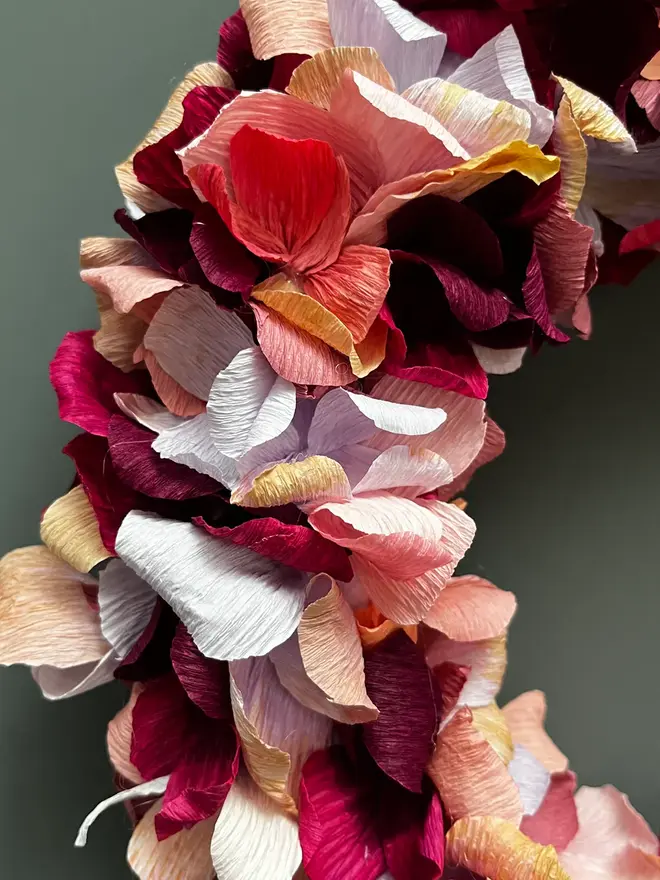 Autumnal Mix Crepe Paper Christmas Wreath