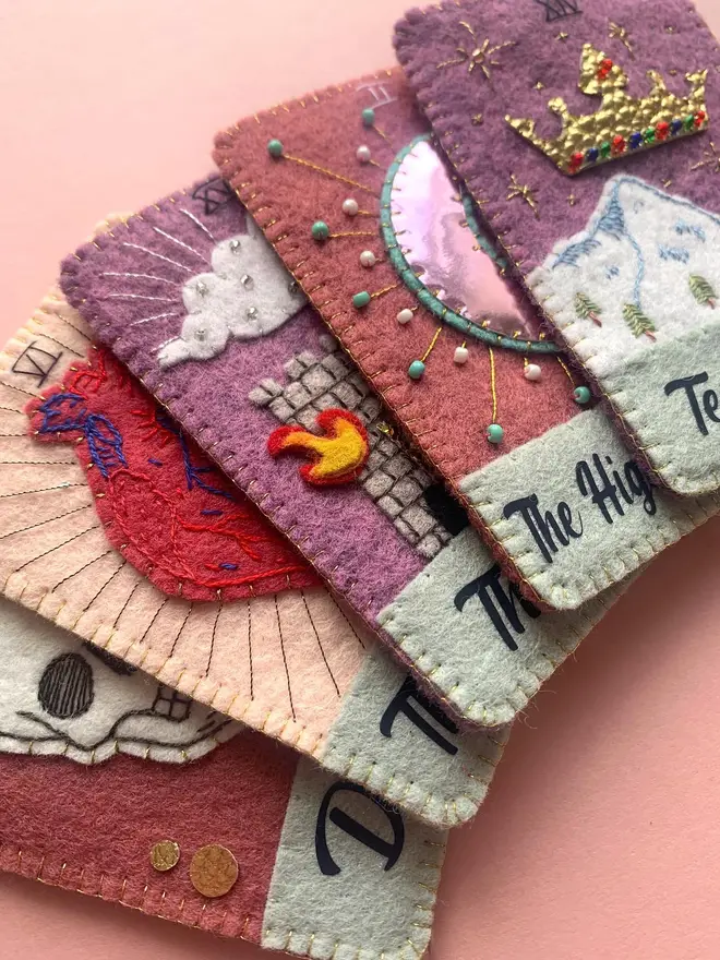 Hand Embroidered Tarot Card Decorations