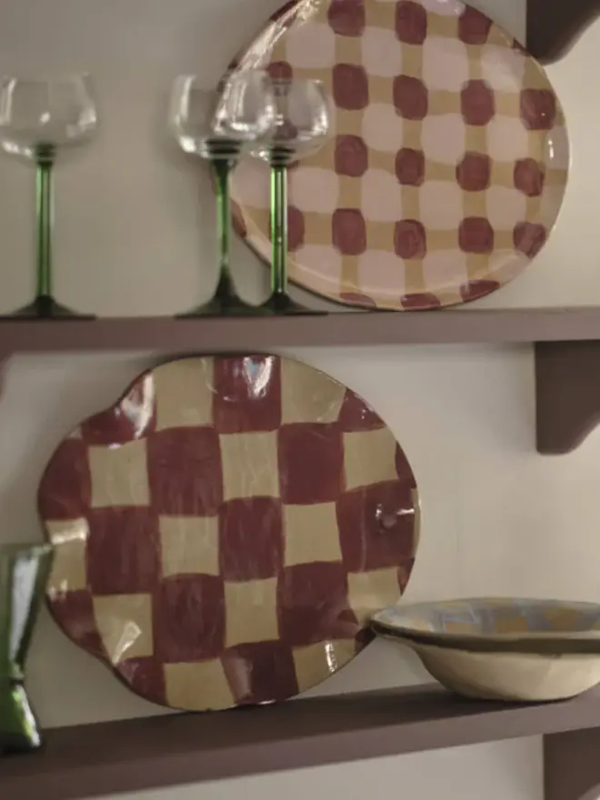 Pink & Burgundy Dash Platter