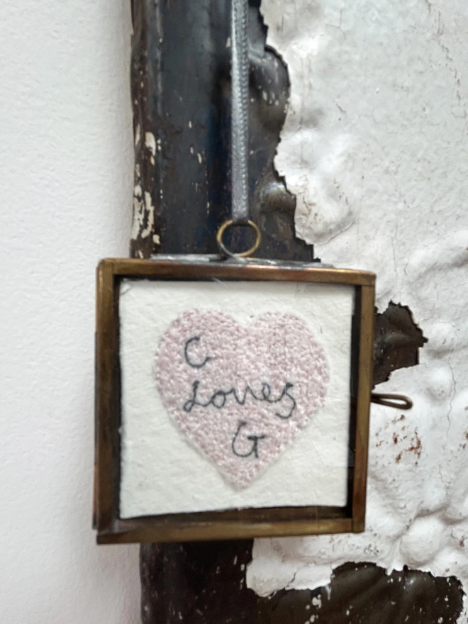 Framed Embroidered Personalised Heart