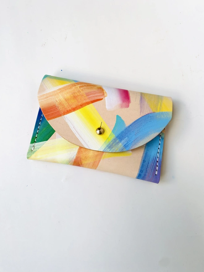 hand painted leather purse 