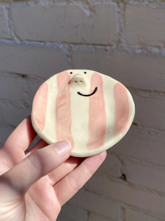 Blush stripe trinket tray