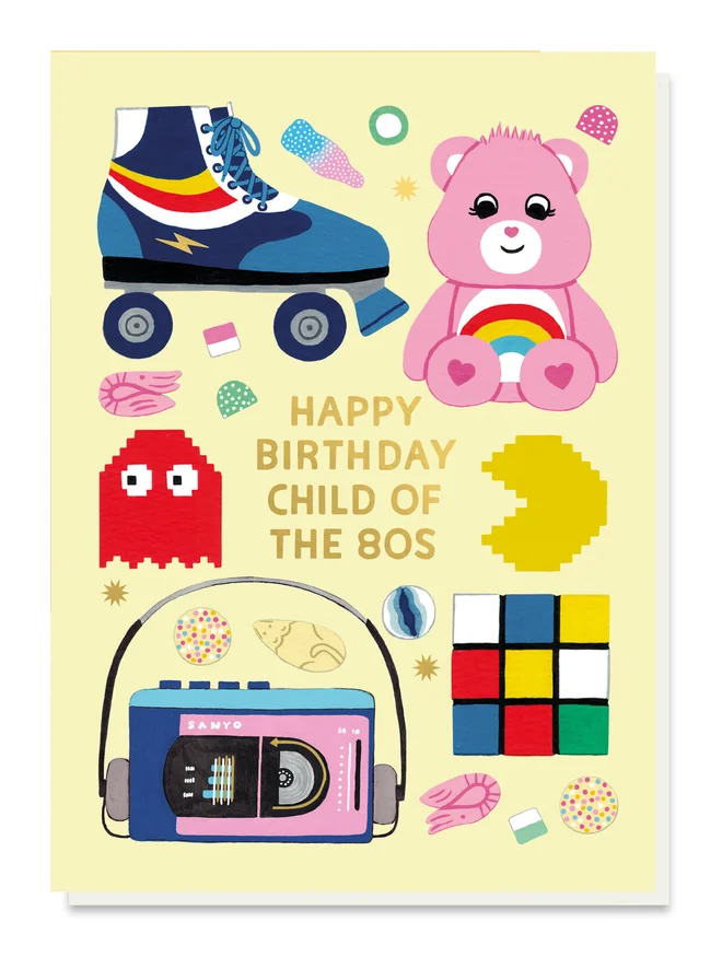child of the 80s illustrated birthday card
