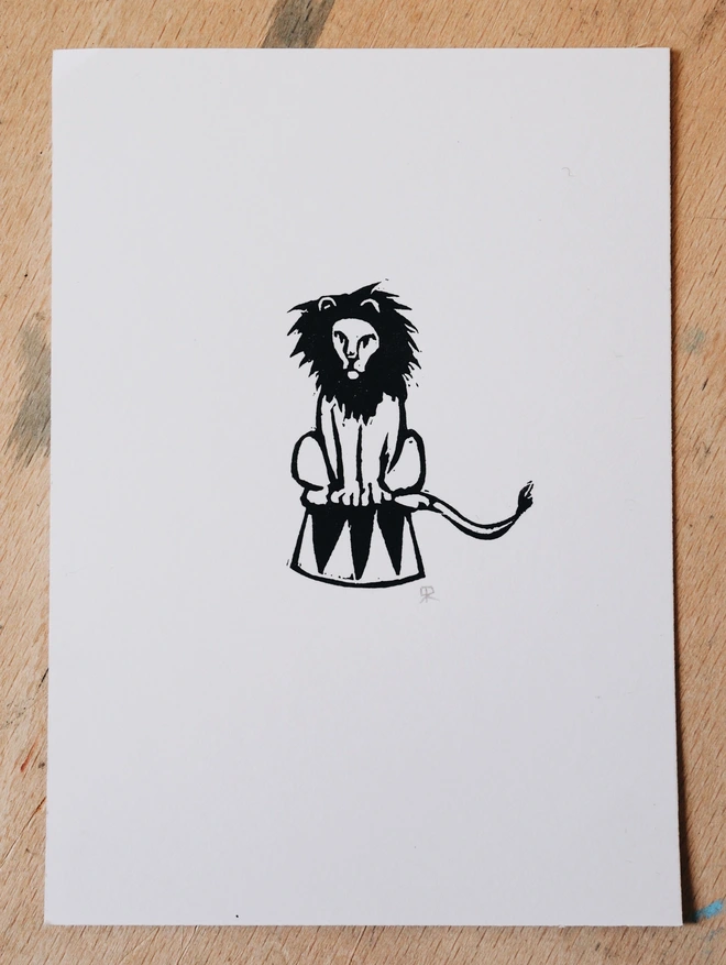 Circus lion tiny lino