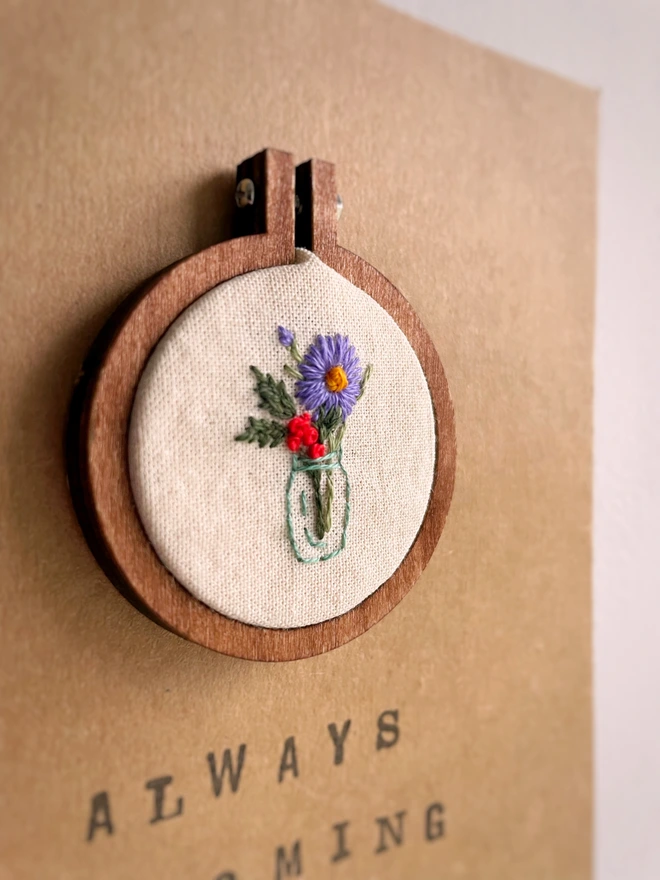Hand Embroidered Personalised Miniature Keepsake Card