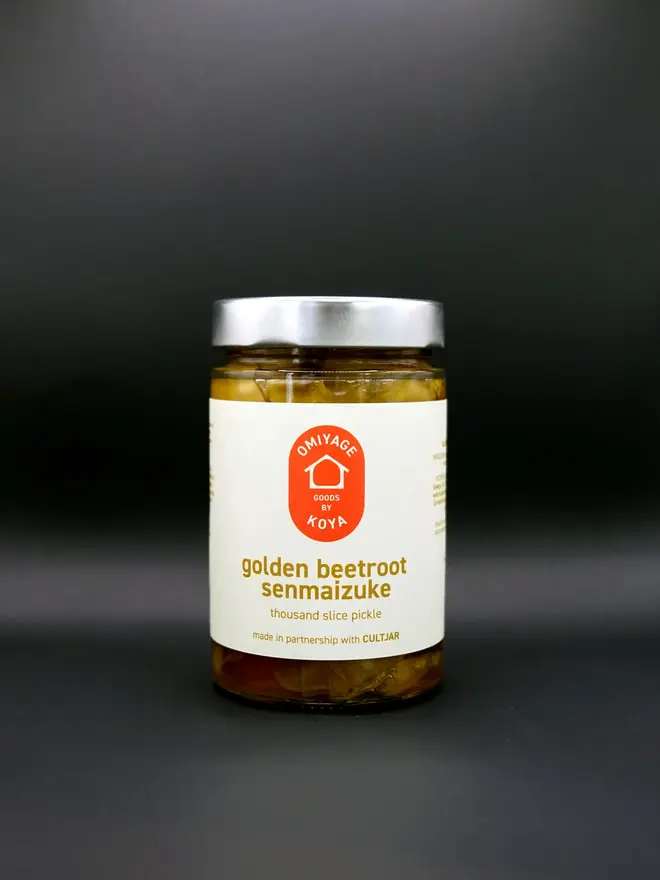 jar of golden beet with white label