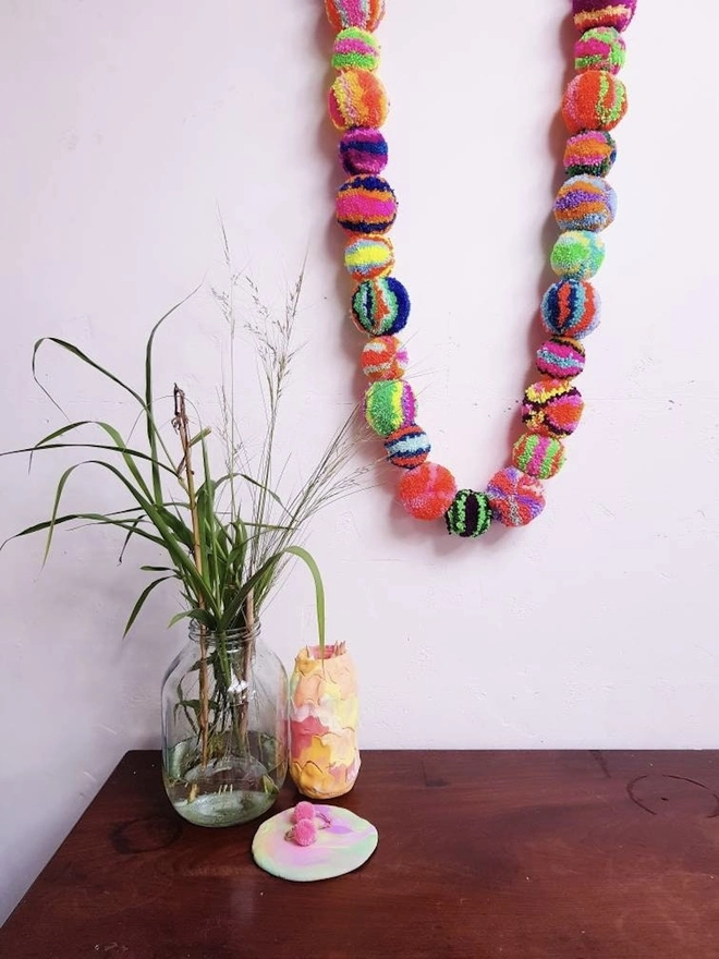 Rainbow Pom Pom Garland