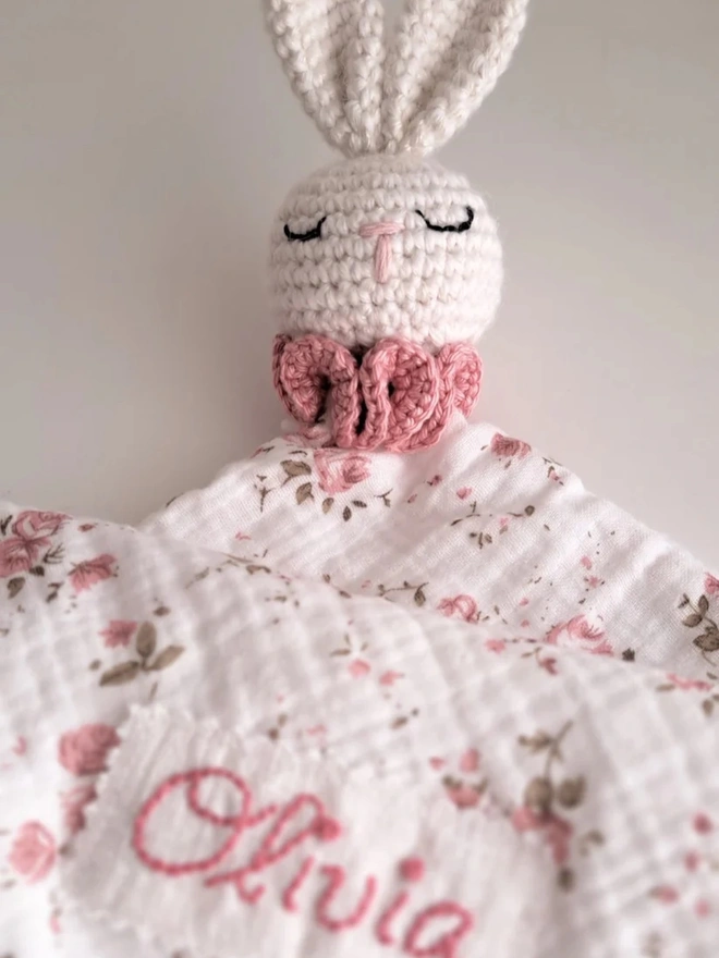 Personalised Pink Bunny Snuggle Comforter