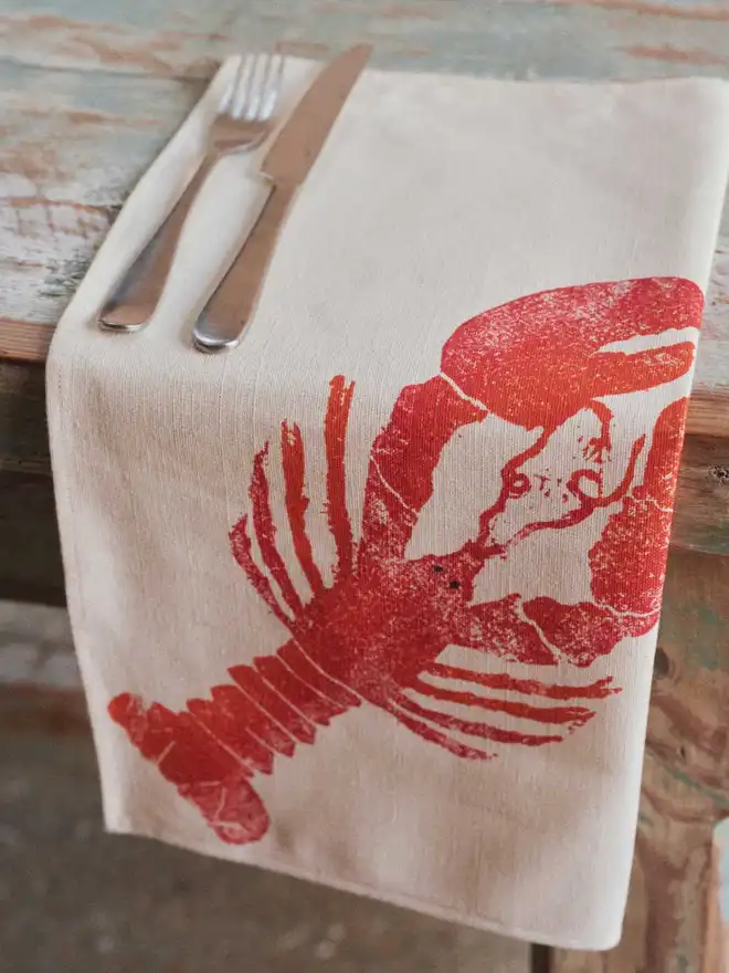 Orange red lobster napkins