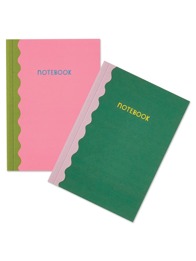 The colourful Raspberry Blossom pink and green A6 duo notebook set