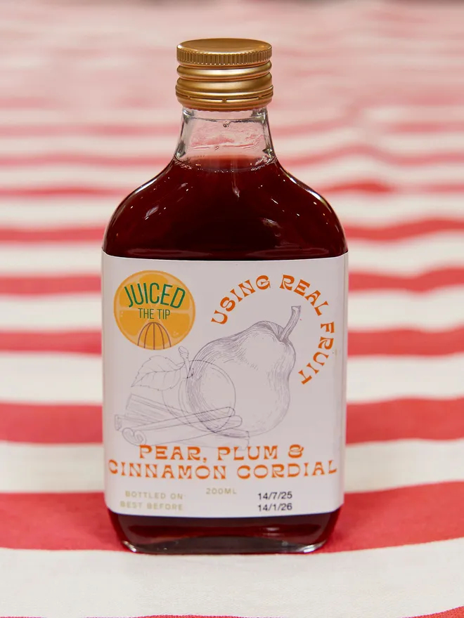Pear plum and cinnamon cordial