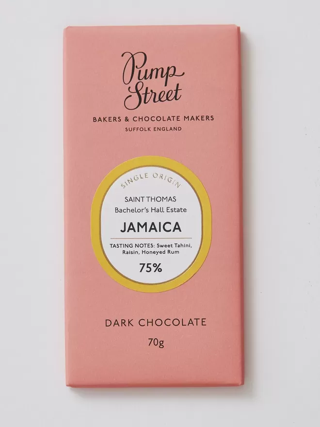 Front of Jamaica 75% 70g Chocolate Bar