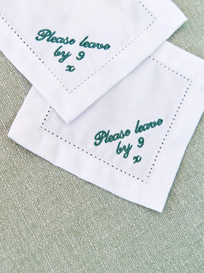 'Please Leave By 9' Napkins (Set Of 4)