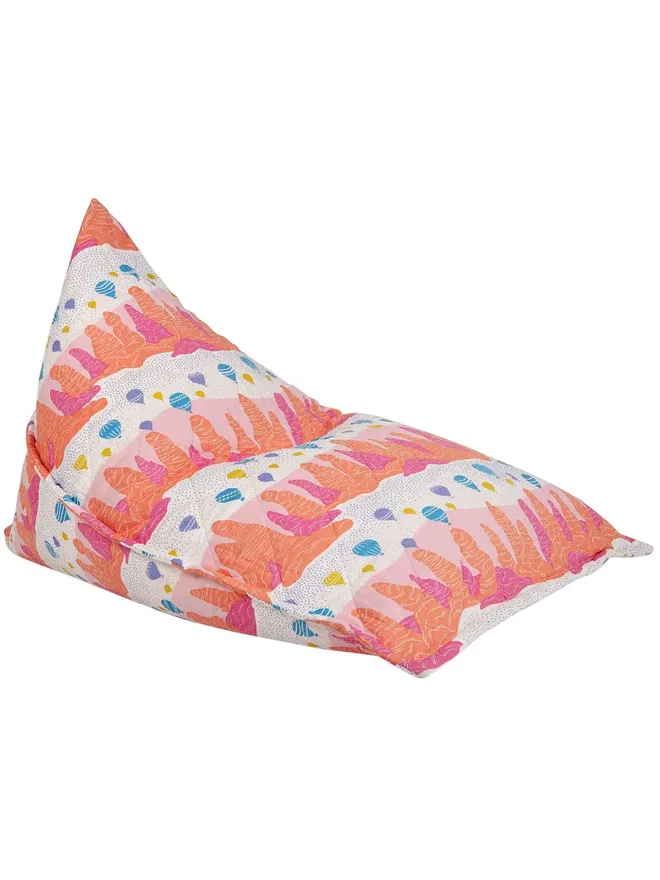 Fairy Chimney Bean Bag Cover, a colourful bean bag sitting on a white surface. 