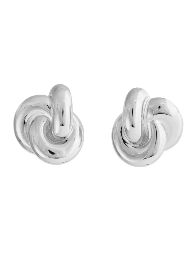 Loel Large Silver Knot Earrings