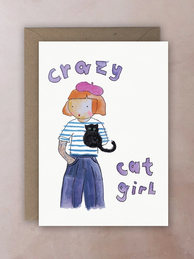 'Crazy Cat Girl' Card