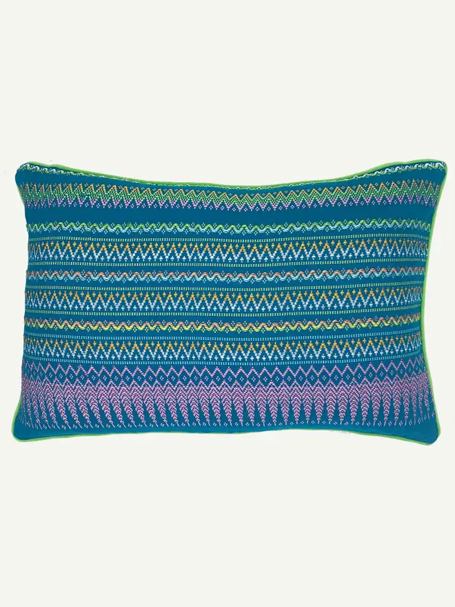 Myanmar Acheik Cushion Turquoise