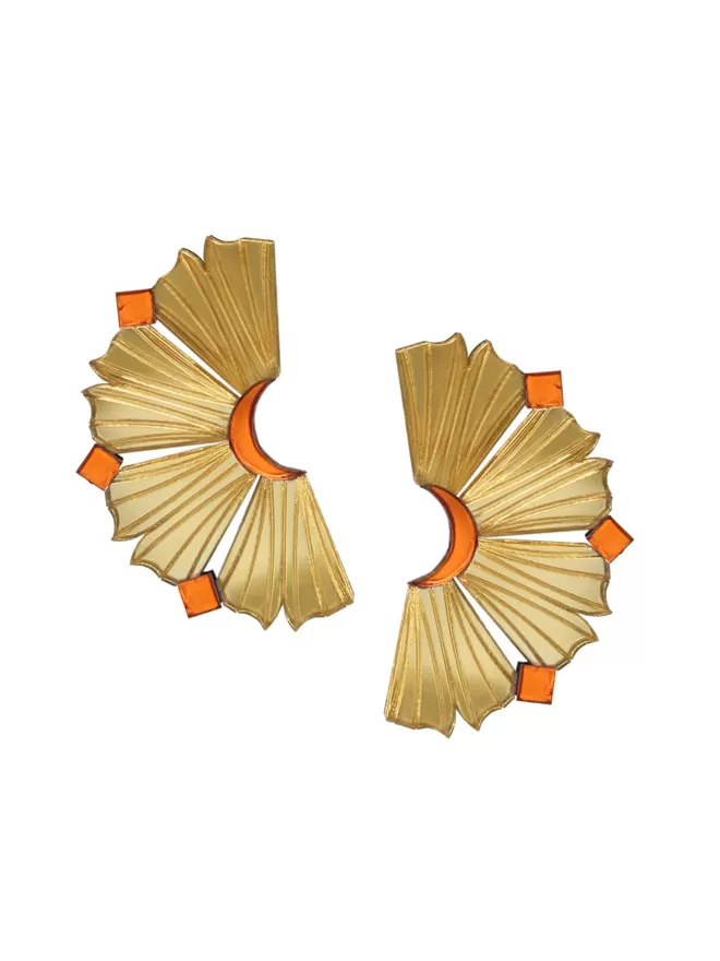 Image of the tangerine Nalla earrings cut out.