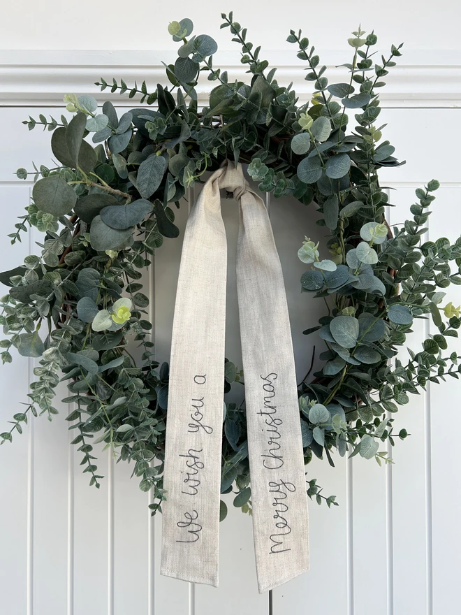 Christmas wreath bow personalised