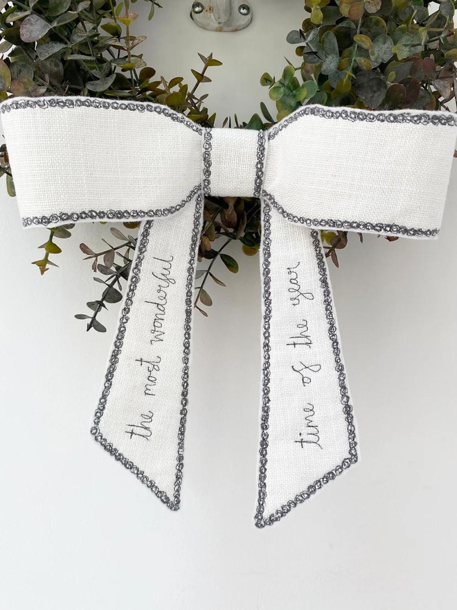 Embroidered Christmas Bow