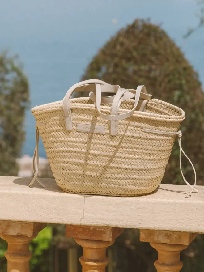 Pampelonne Maxi Crème Palm Leaf Basket