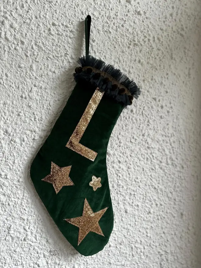 Forest Green Personalised Velvet Christmas Stocking.webp