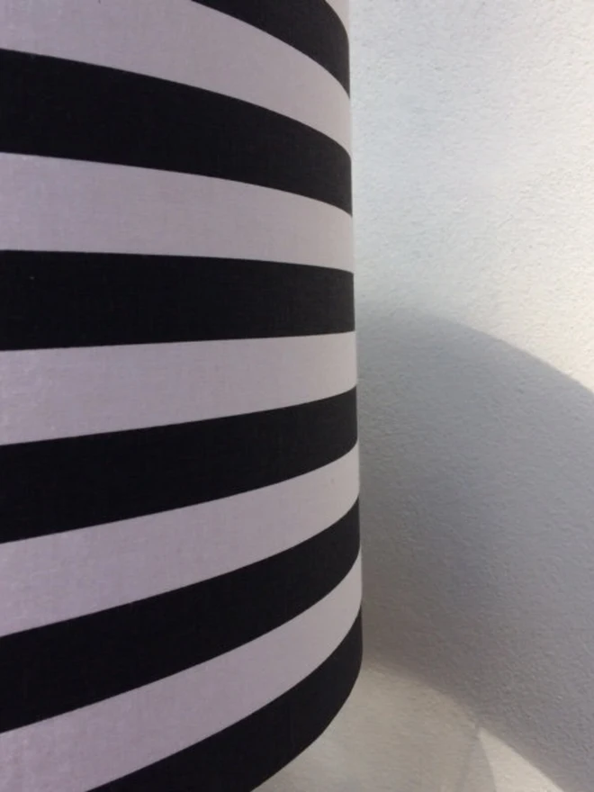 Monochrome Stripped Lampshade With Gold Lining