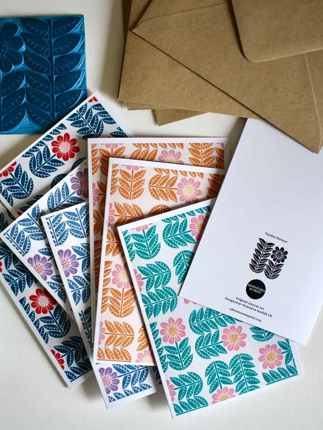 garden flower print notecard set