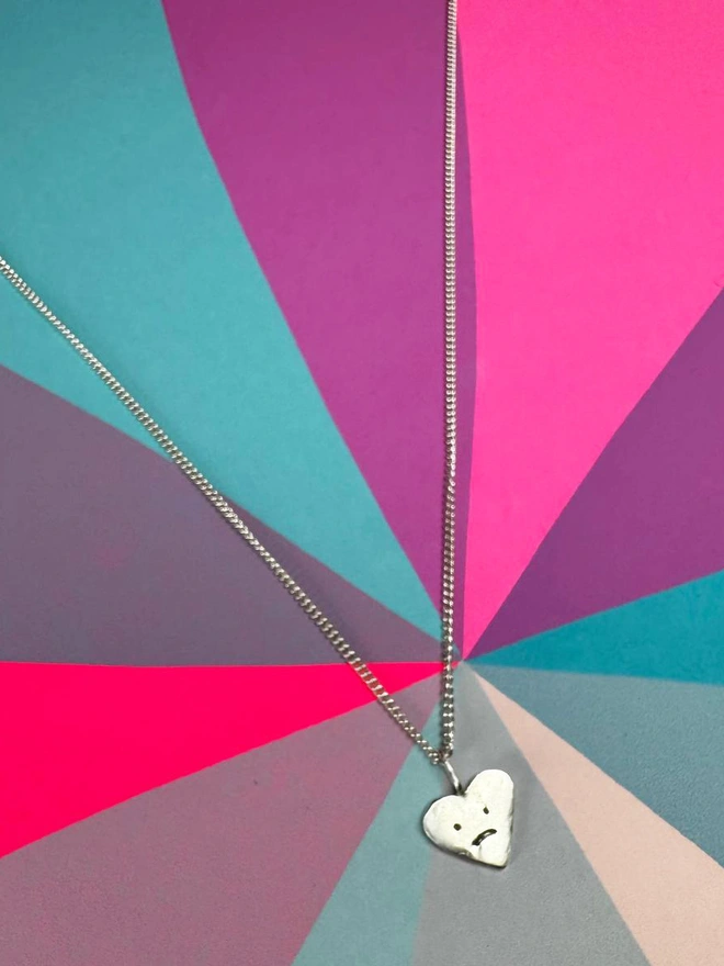 Grumpy Silver Heart Necklace