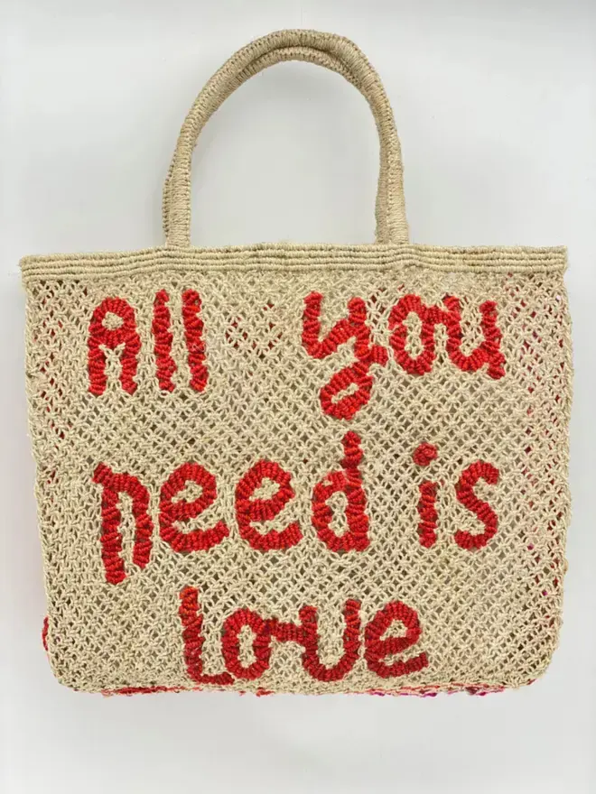 Jute bag from The Jacksons, with words reading 'All you need is love'