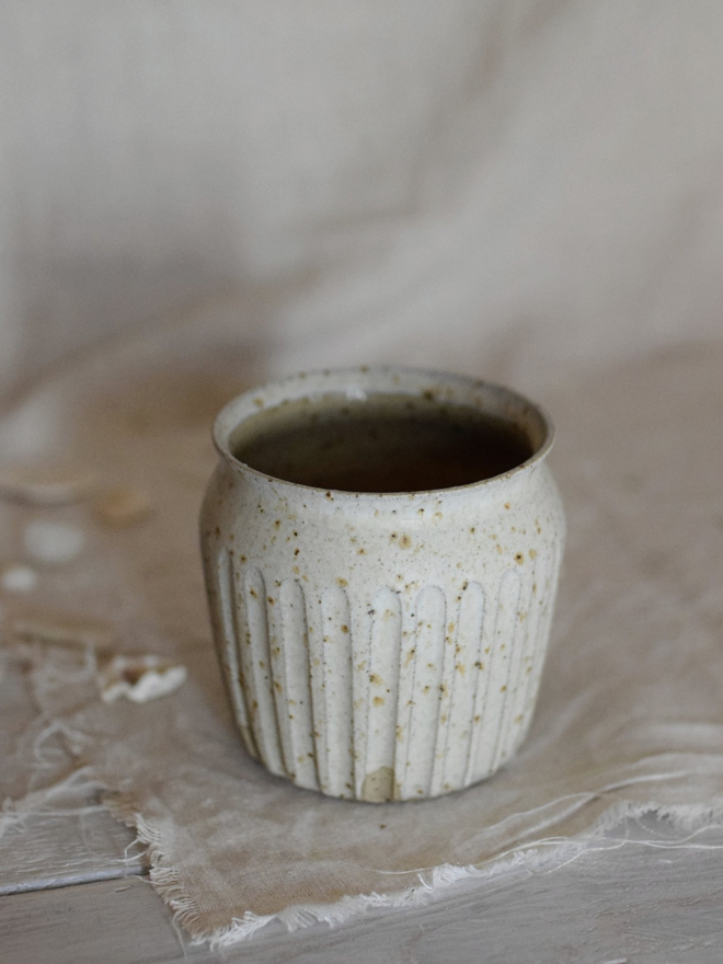 stoneware fluted flower vase