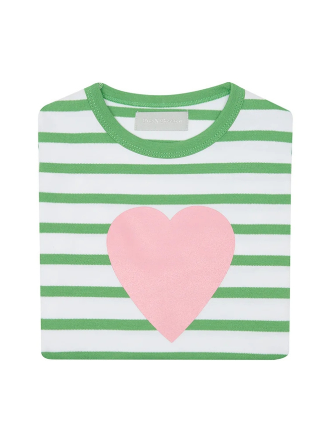 Grass Green & White Love Heart Tshirt