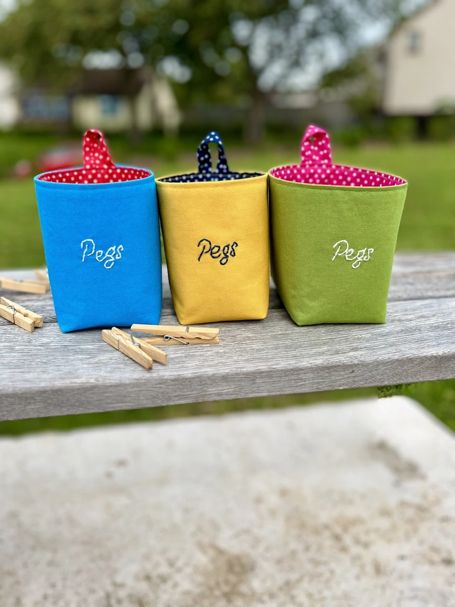 Hand Embroidered Peg Storage Bag