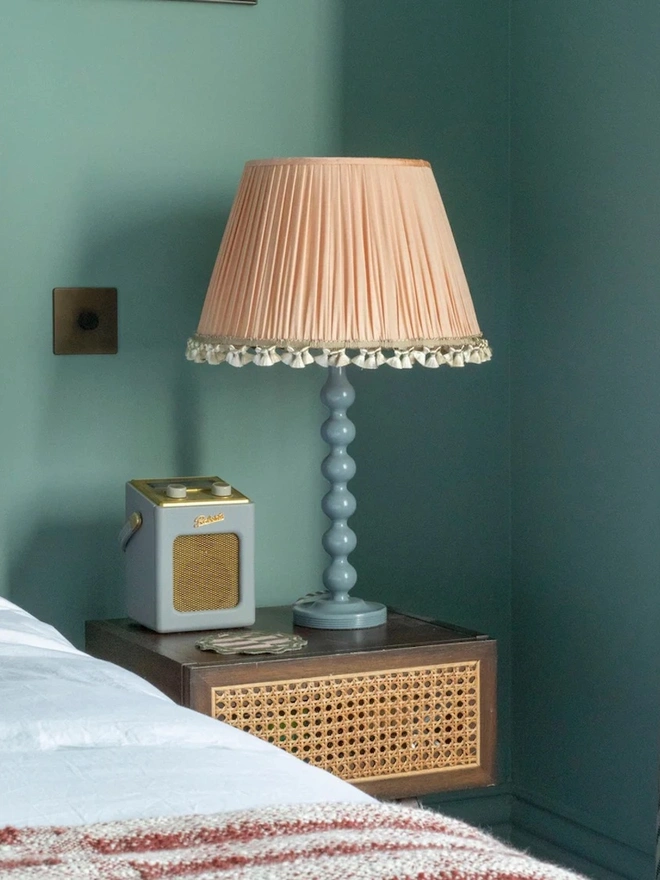 Gathered Silk Shade Lampshade With Tassels