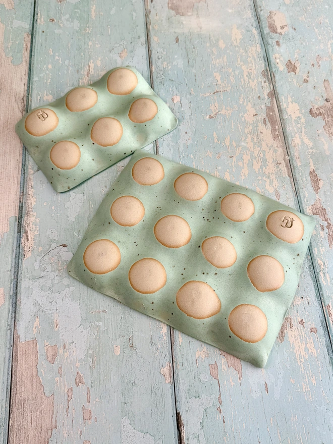 Ceramic Green speckled Egg Tray