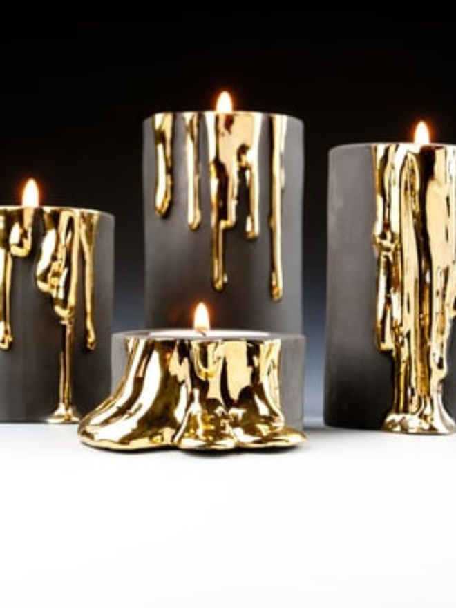 Black melded candle holders