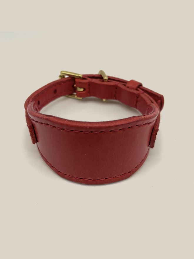 red leather sighthound collar