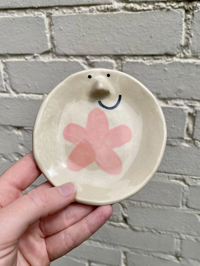 pink flower trinket tray