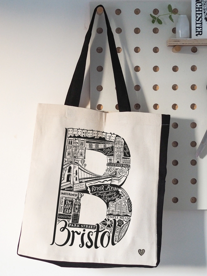 Bristol black and white tote bag 