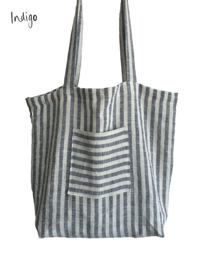 Striped Linen Beach Bag