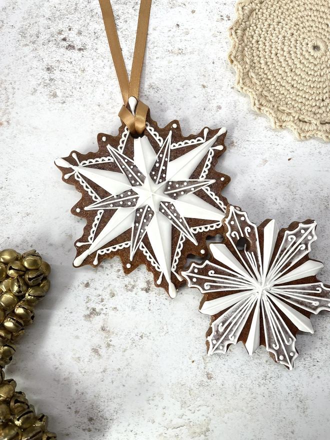 Christmas snowflake gingerbread biscuit