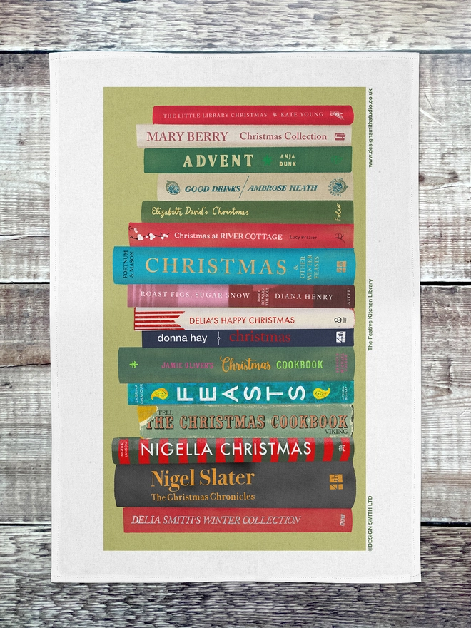 Illustrated Festive Cooking Book Tea Towel