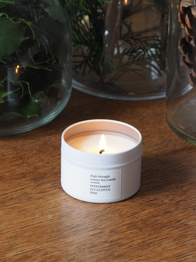 Alpine Christmas scented travel tin candle