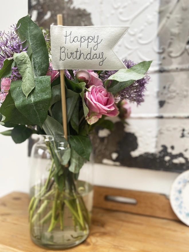 Happy Birthday Celebration Large Personalised Vase Flag