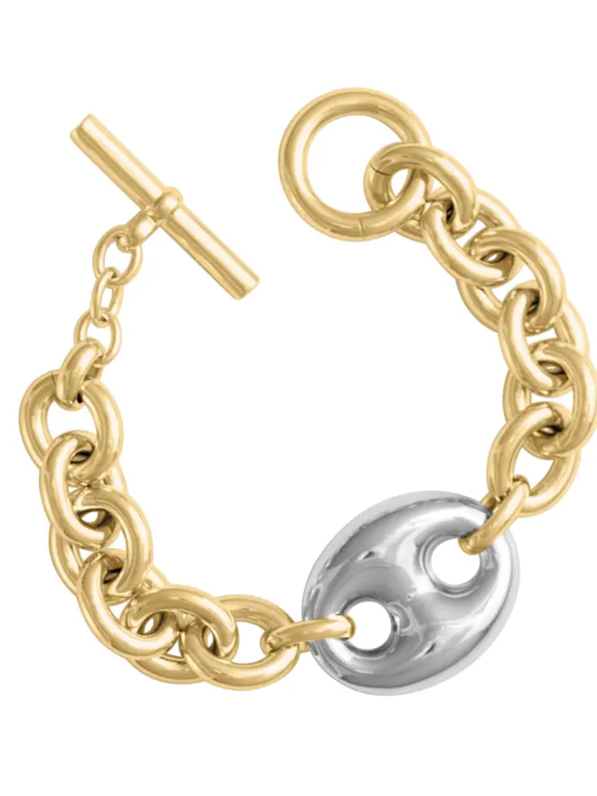 Loel Gold Mixed Metal Marina Link Bracelet