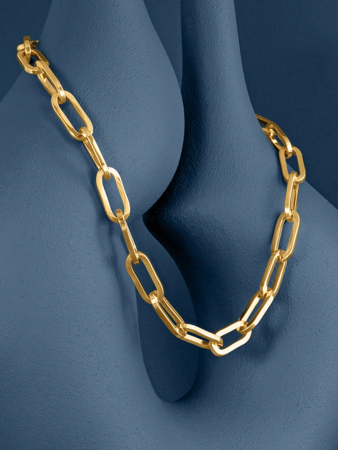 Gold Chunky Long Link Chain Necklace