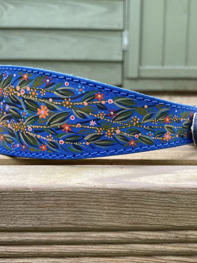 Extra Large Blue Floral Sighthound Collar